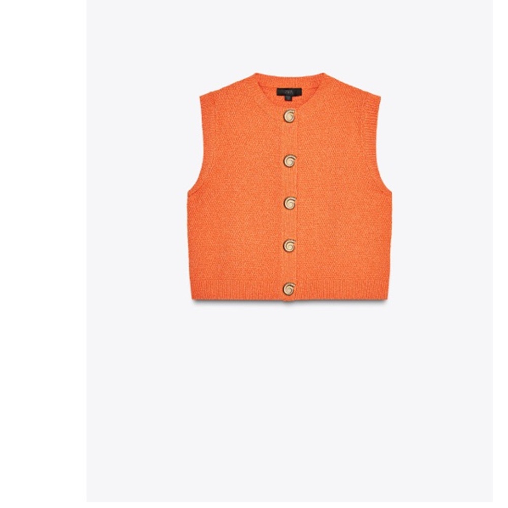 NWT Zara Orange Sleeveless Button-Up Top vest